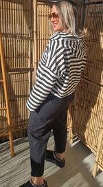 Striped Hoodie Jacket Black