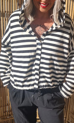 Striped Hoodie Jacket Black