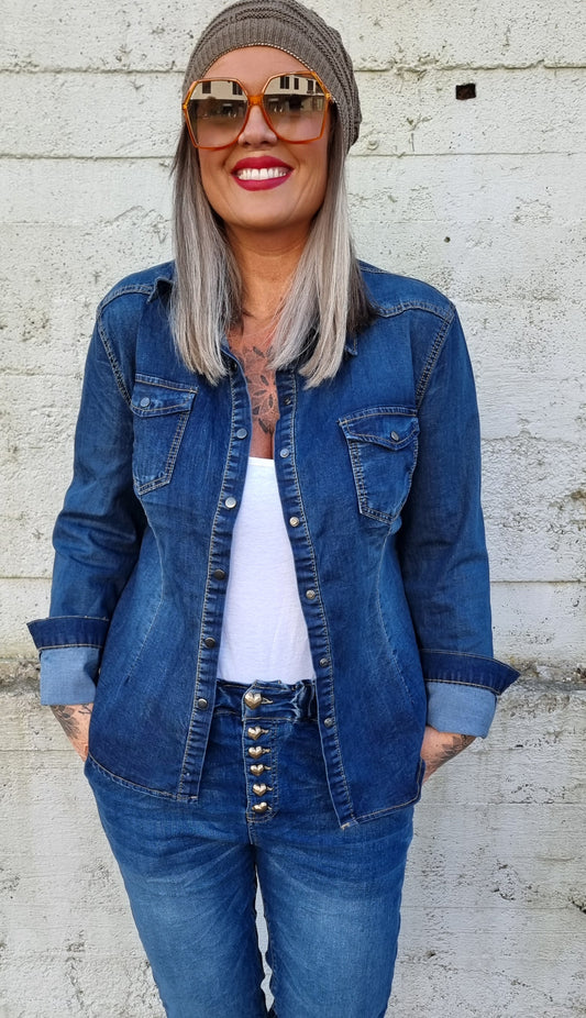 Kajsa Mozzaar Denim Shirt Darker Blue