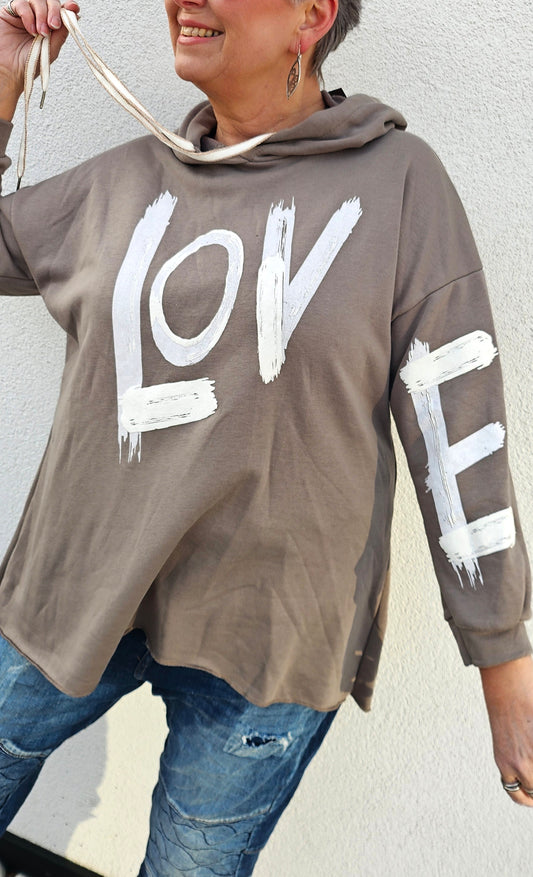 Love Hoodie Sweater Taupe