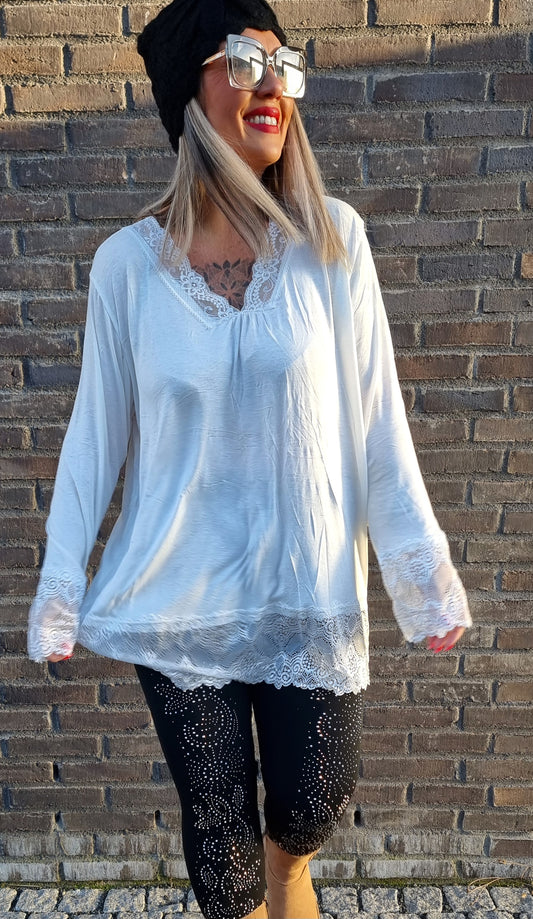 Frenchy Lace Top Creme