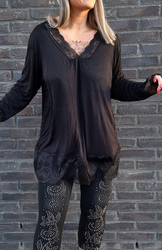 Frenchy Lace Top Black