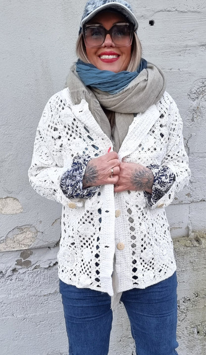 Camille Crochet Jacket Creme