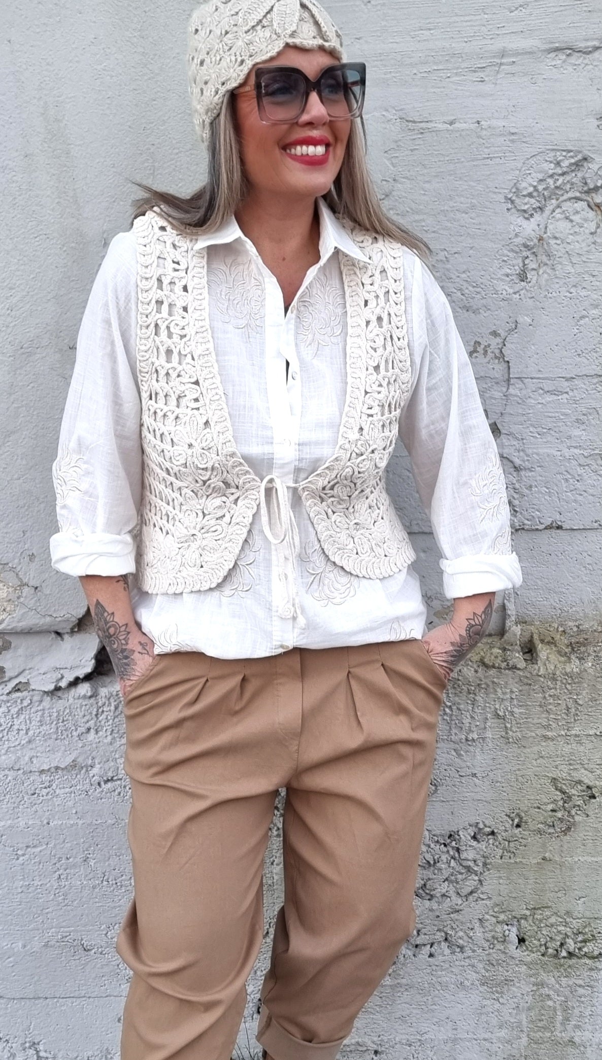 Miriam Crochet Waistcoat Sand