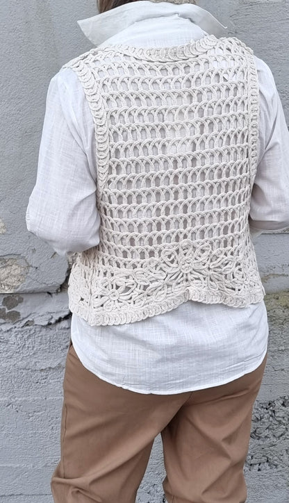 Miriam Crochet Waistcoat Sand