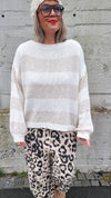 Cristine Striped Knitted Sweater Creme