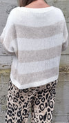 Cristine Striped Knitted Sweater Creme