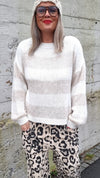 Cristine Striped Knitted Sweater Creme