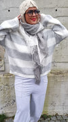 Cristine Striped Knitted Sweater Grey