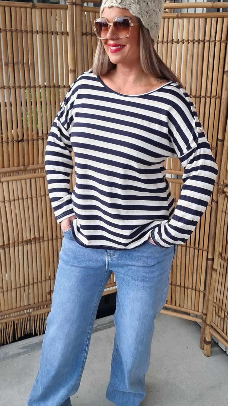 Malin Striped Top Navy