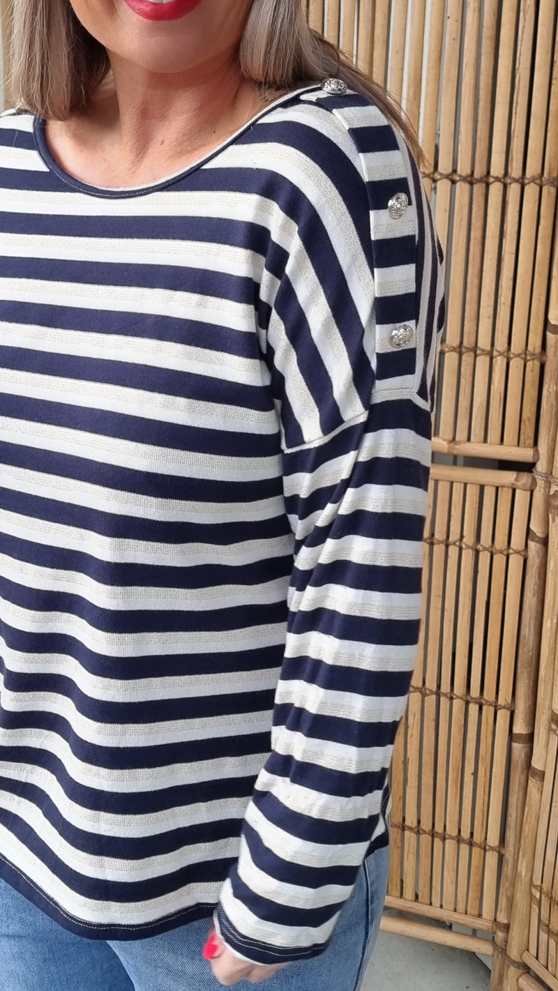 Malin Striped Top Navy