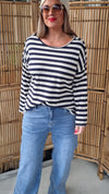 Malin Striped Top Navy