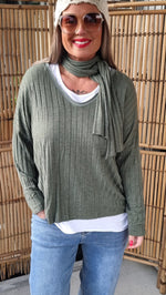 Maya Top With Scarf And Singlet Kaki