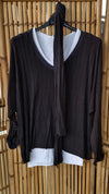 Maya Top With Scarf And Singlet Black