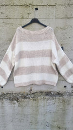 Cristine Striped Knitted Sweater Sand