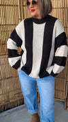 Striped Knitted Sweater Beige And Black