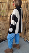 Striped Knitted Sweater Beige And Black