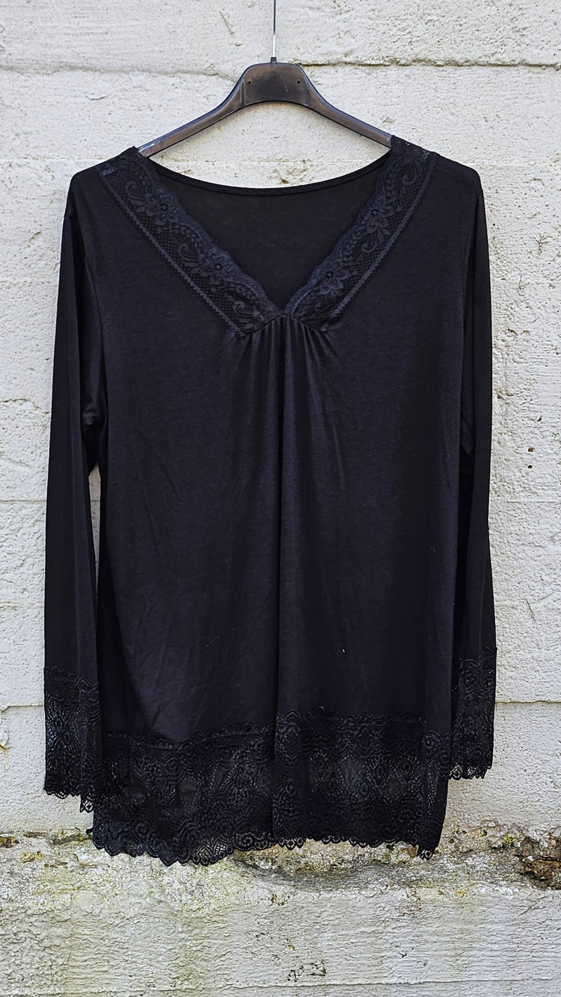 Vendela Lace Top Black