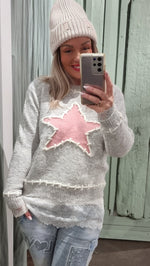 Pink Star Sweater Grey