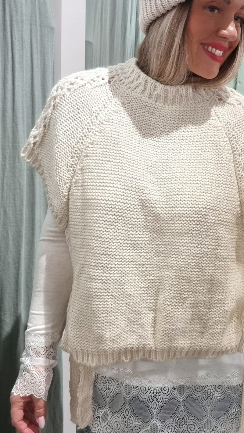 Beige Knitted Waistcoat