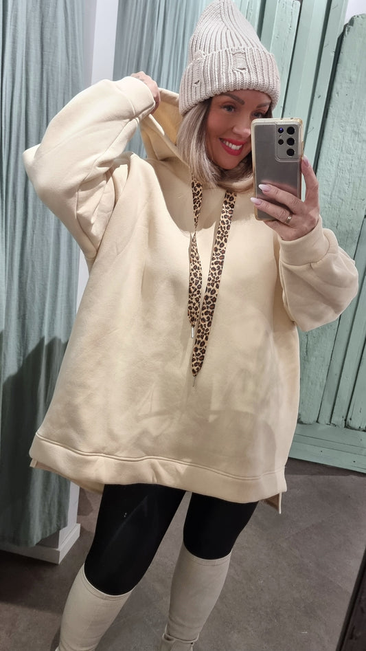 Leo Tie Hoodie Sweater Warm Beige