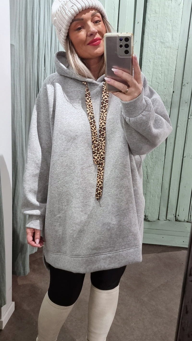 Leo Tie Hoodie Sweater Grey