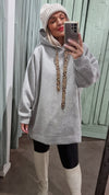 Leo Tie Hoodie Sweater Grey