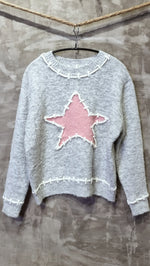 Pink Star Sweater Grey