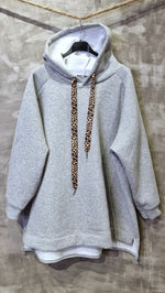 Leo Tie Hoodie Sweater Grey