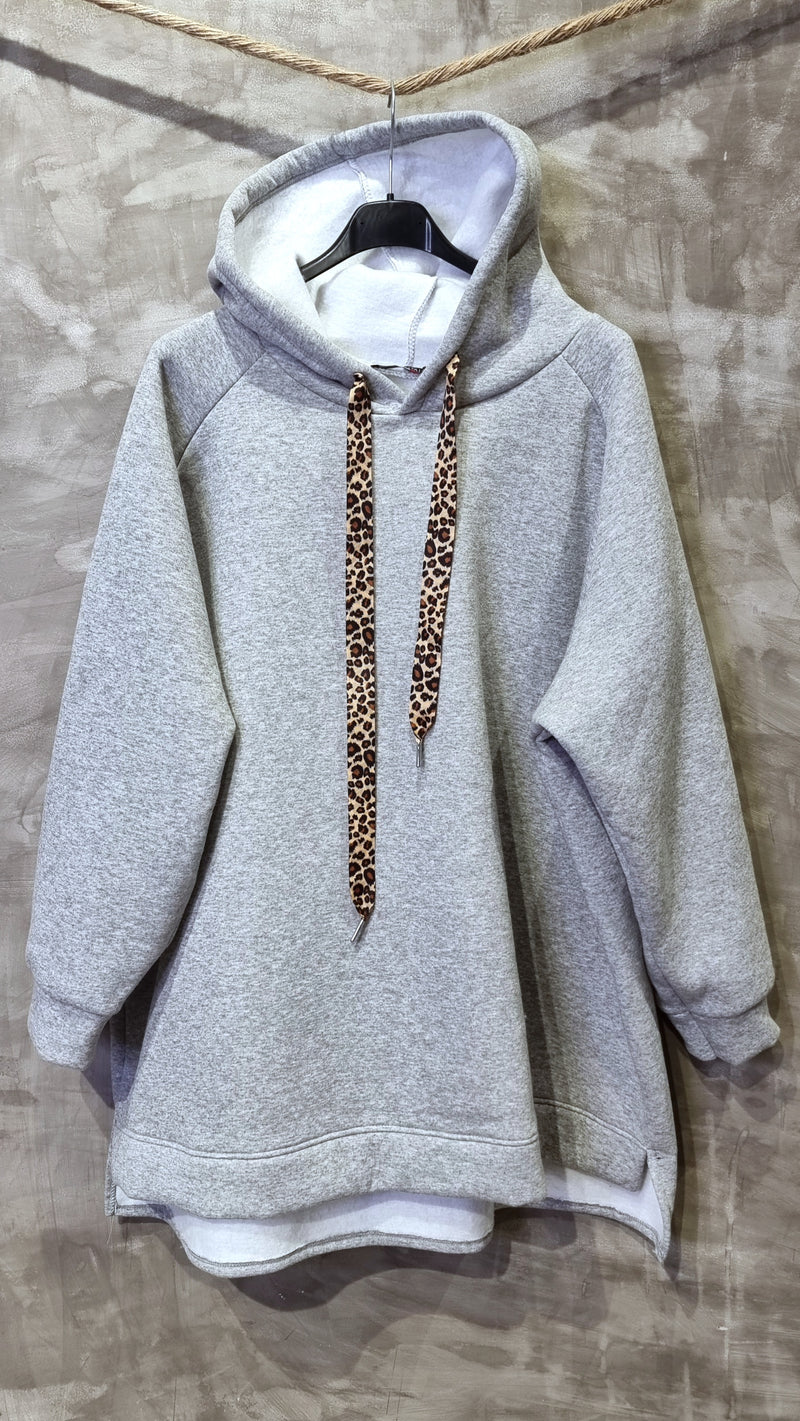 Leo Tie Hoodie Sweater Grey