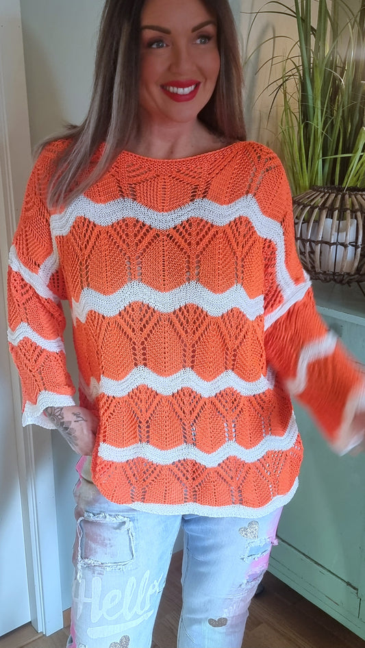 Johanne Crochet Sweater Orange