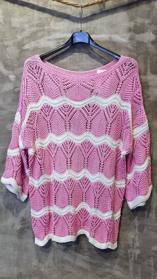 Johanne Crochet Sweater Pink