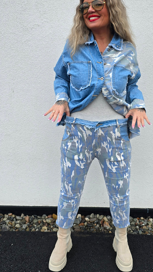 Camo blå jeans