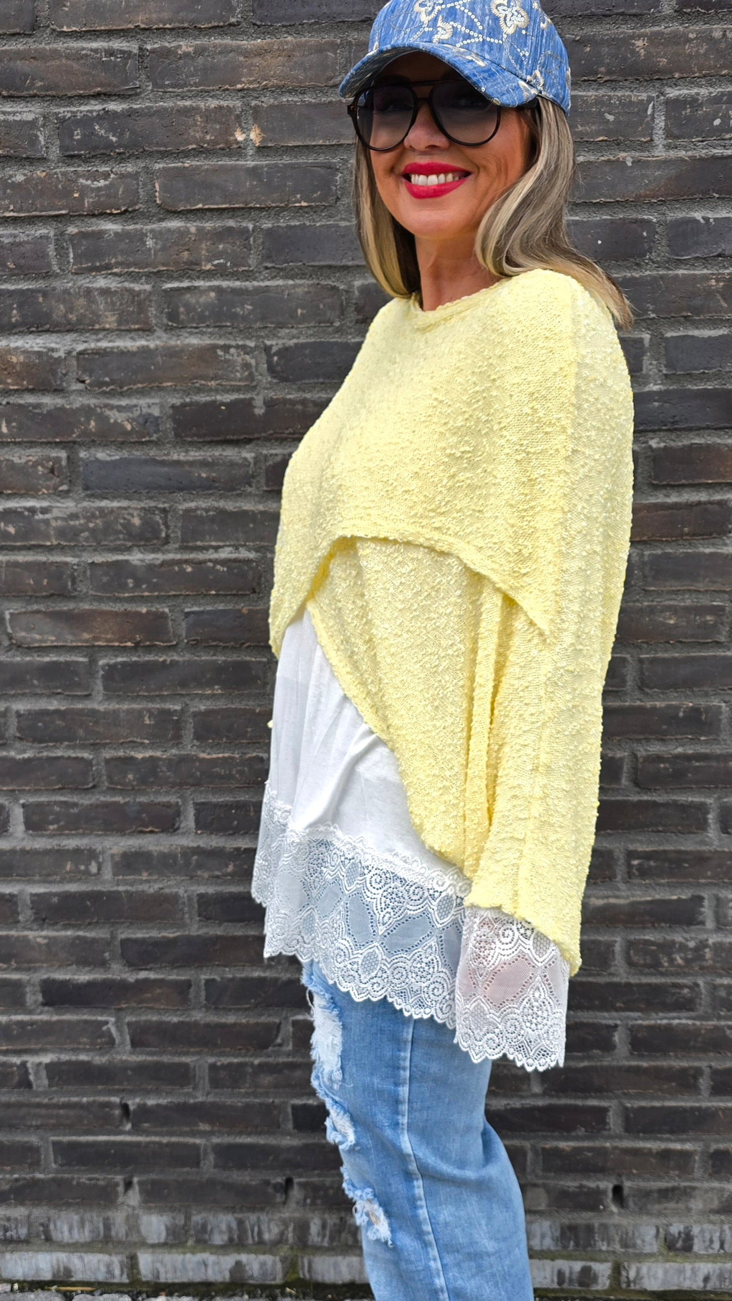 Stacy poncho topp gul