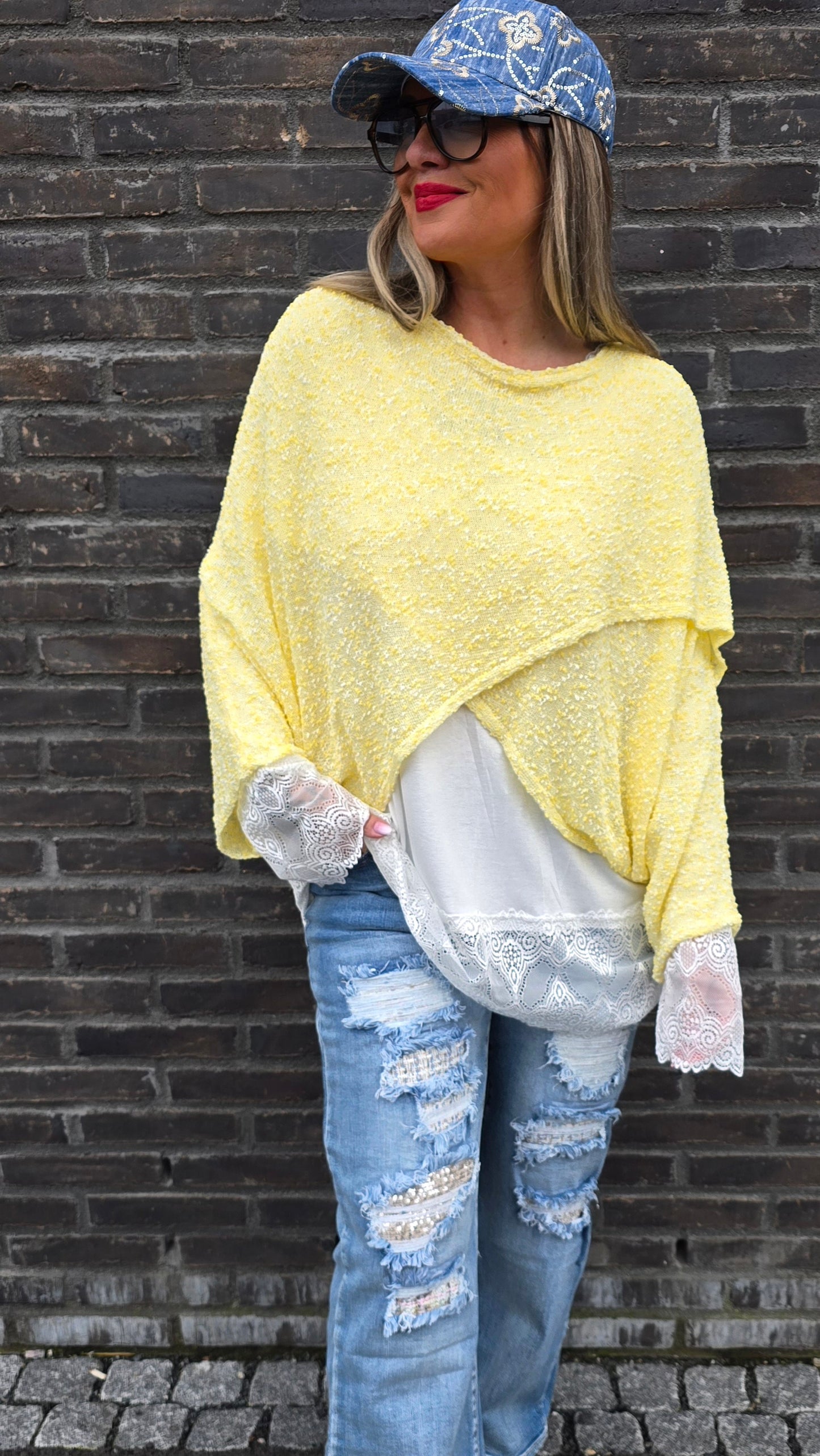 Stacy poncho topp gul