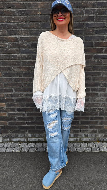 Stacy poncho topp beige