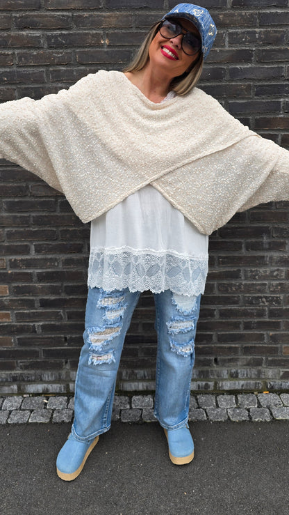 Stacy poncho topp beige