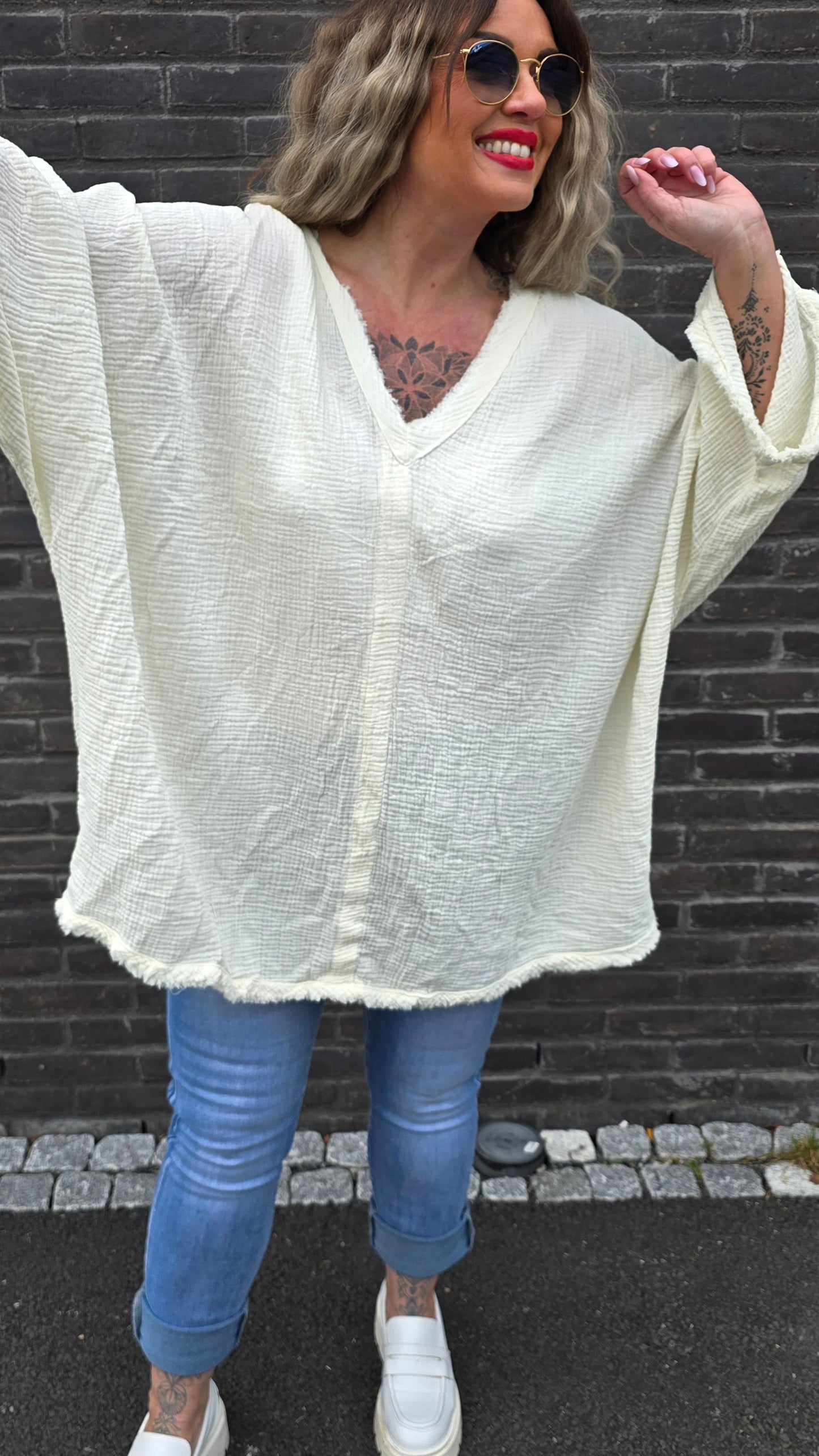 Baggy bluse creme