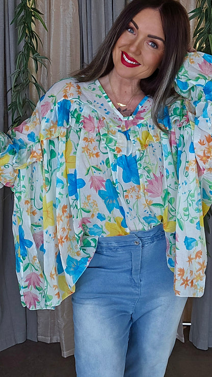 Elena bluse fargerik