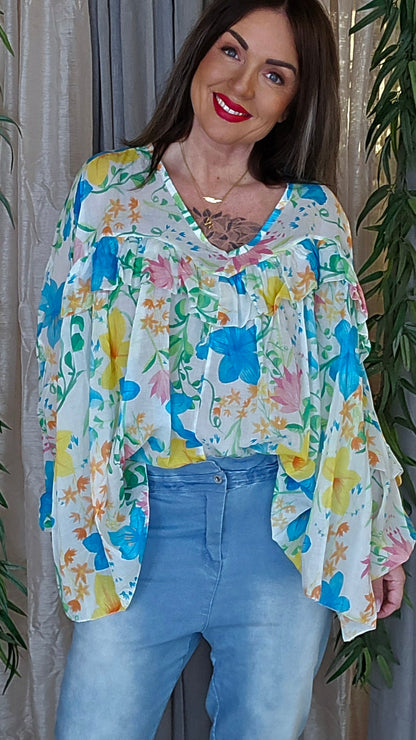Elena bluse fargerik