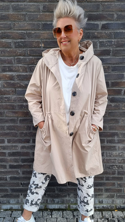 Paula jakke med hette beige