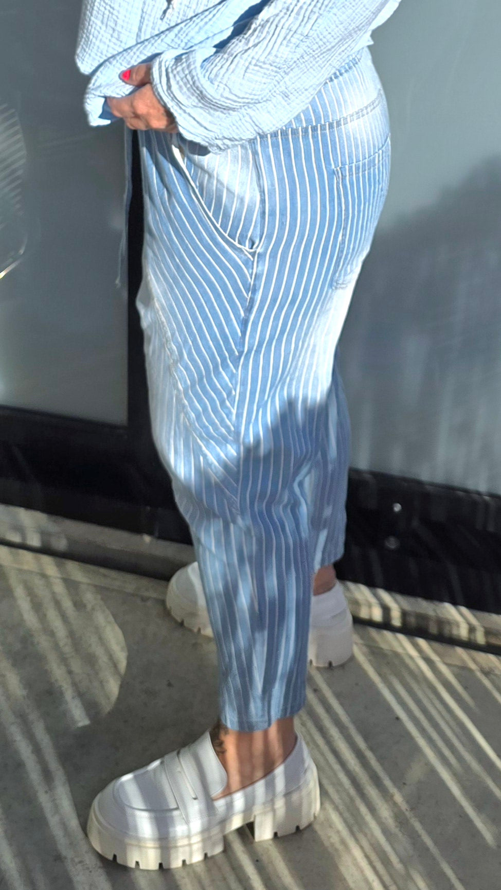Polly baggy bukse med striper