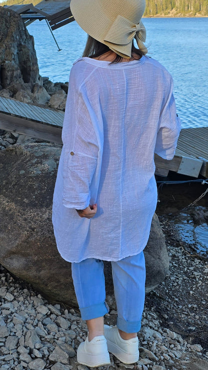Sussie hvit skjorte med knapper