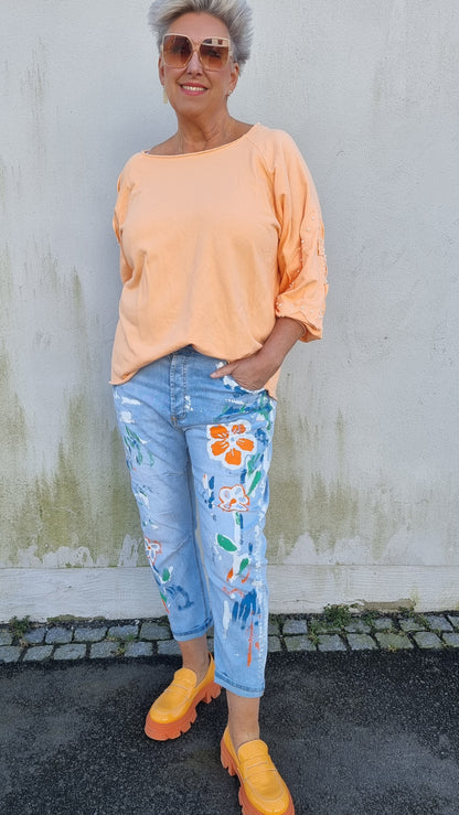 Astrid jeans med blomster maling