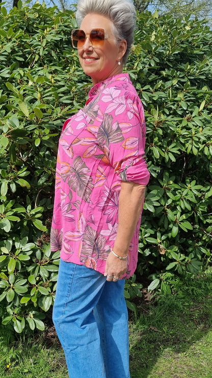 Sabrina skjorte rosa med blomster