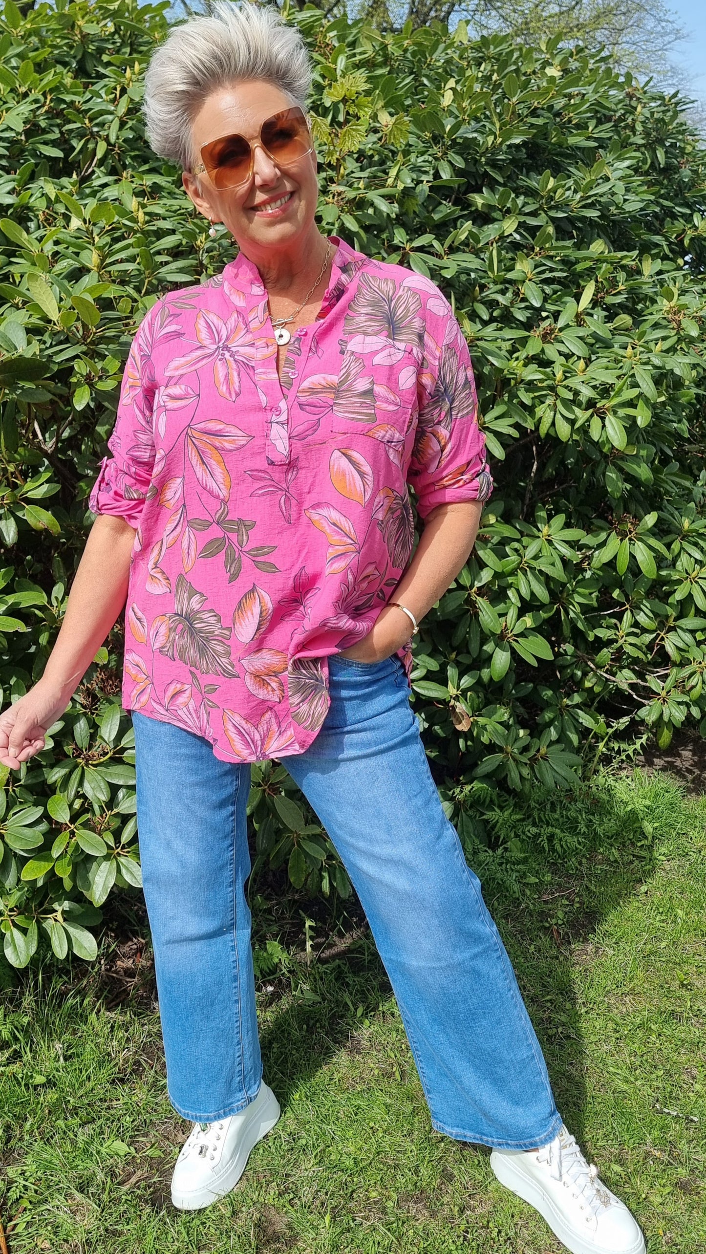 Sabrina skjorte rosa med blomster