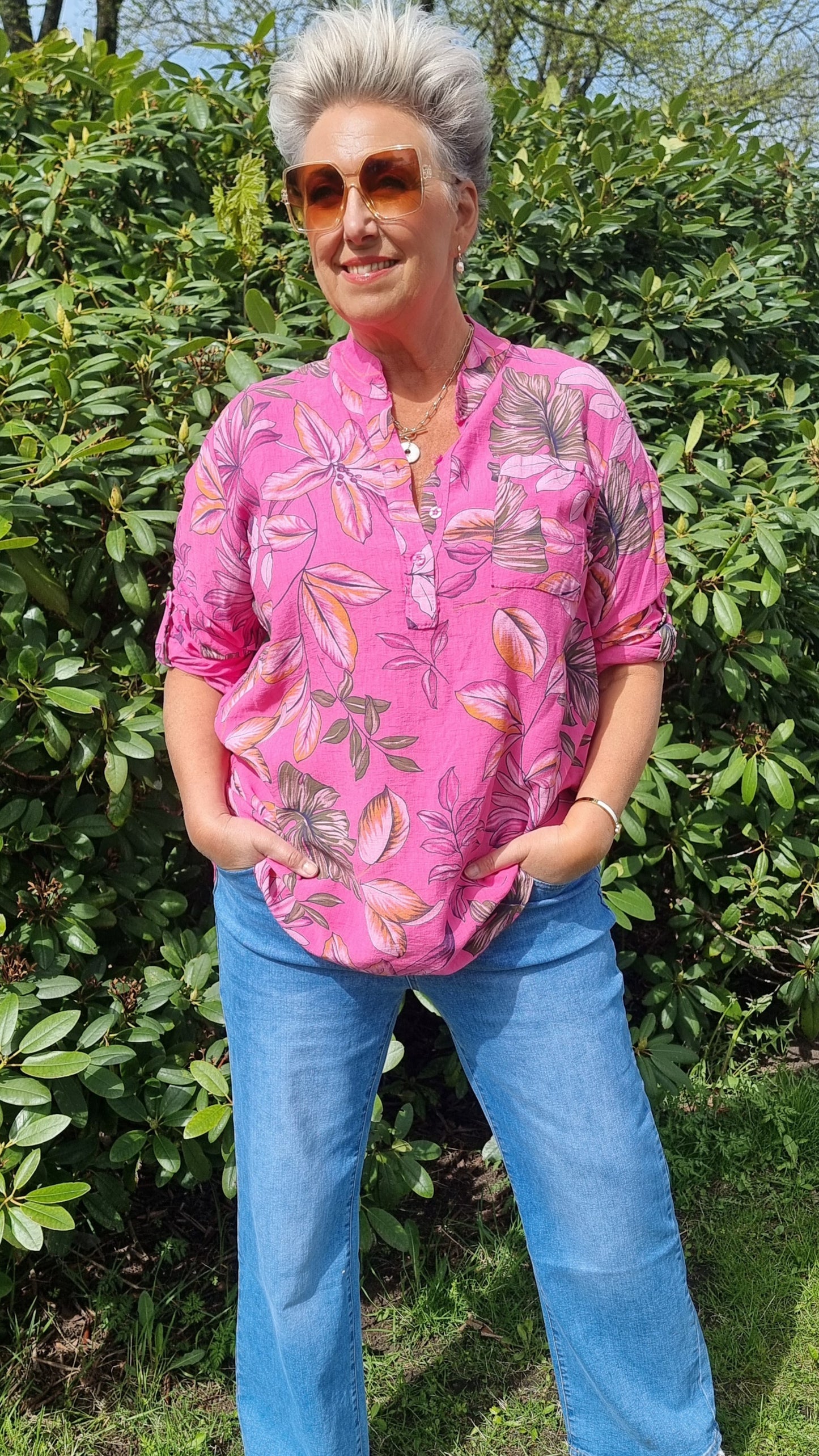Sabrina skjorte rosa med blomster