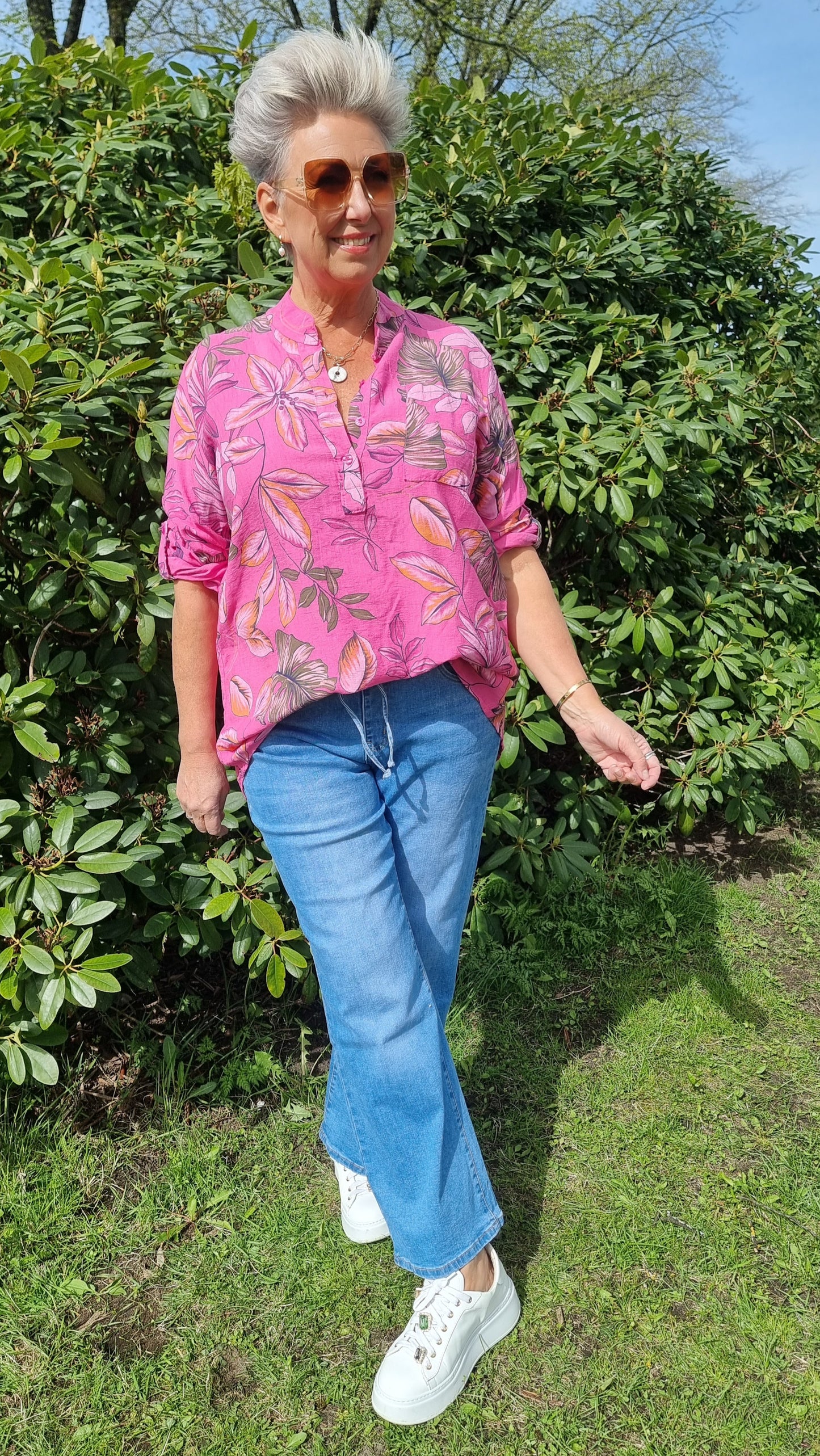 Sabrina skjorte rosa med blomster