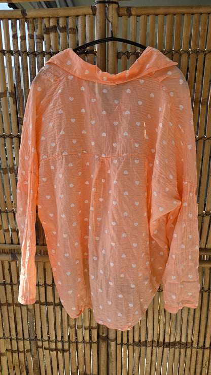 Ulrica bluse med hjerter lys orange