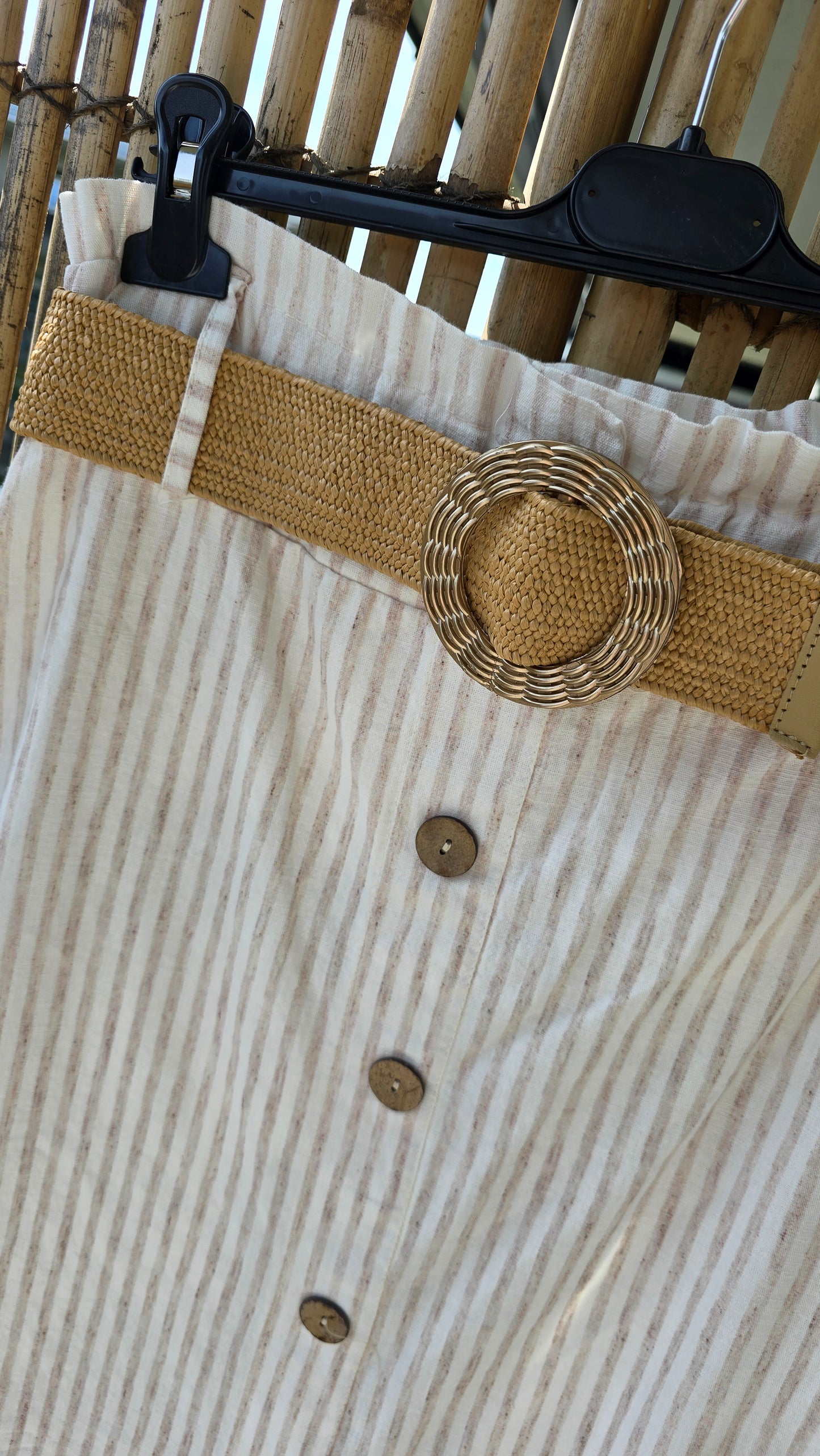 Kikki skjørt med striper beige